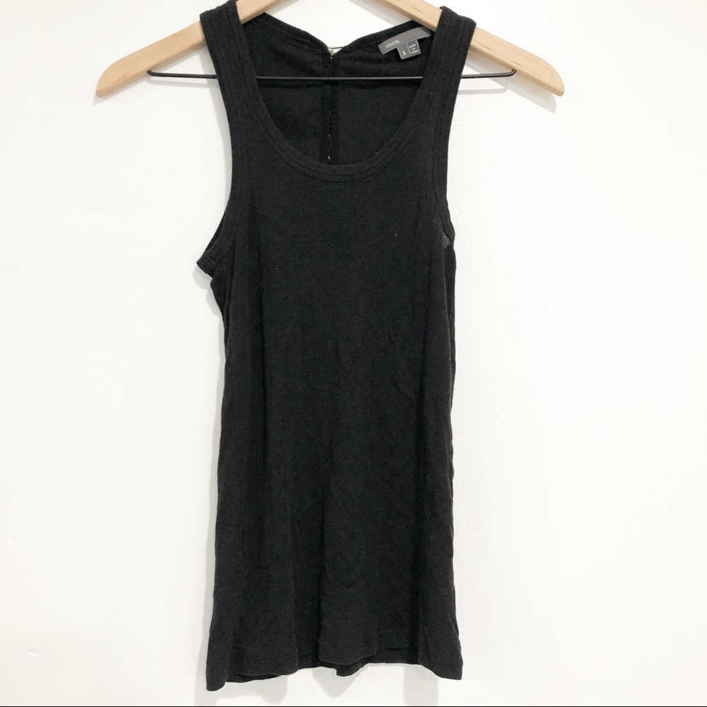 Vince Black Button Back Tank